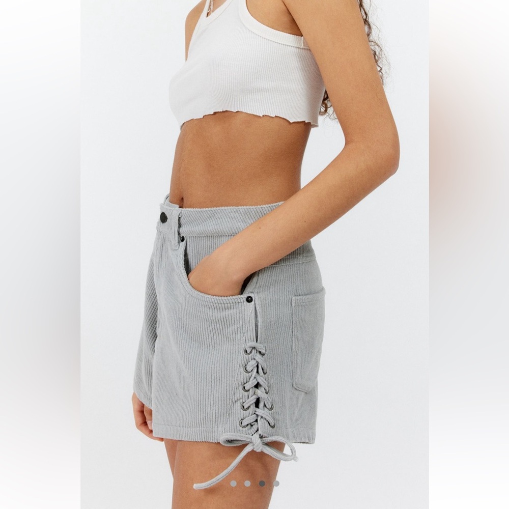 Honor The Gift Gray Corduroy Lace-Up Shorts